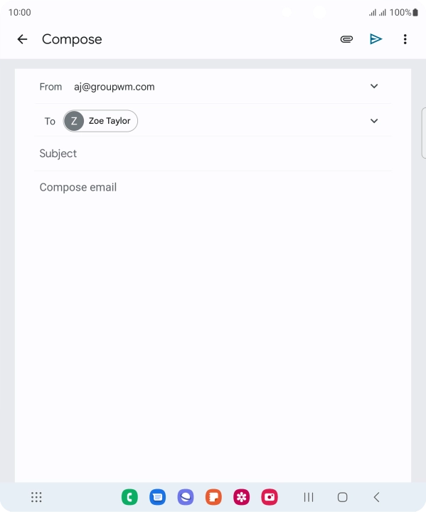 Press Subject and key in the subject for the email message.