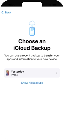 Press the required backup and your phone restores the content of the selected backup. Subsequently, follow the instructions on the screen to set up your phone and prepare it for use. Press the required backup and your phone restores the content of the selected backup. Subsequently, follow the instructions on the screen to set up your phone and prepare it for use.