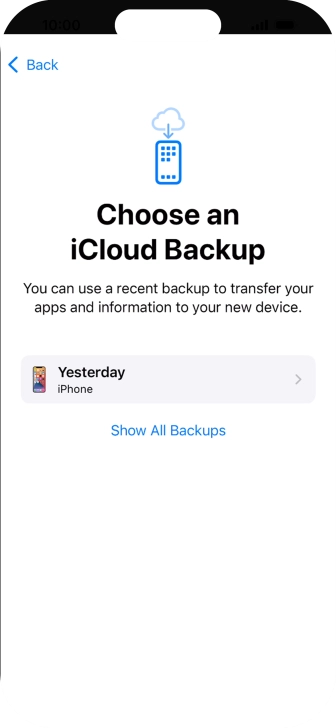 Press the required backup and your phone restores the content of the selected backup. Subsequently, follow the instructions on the screen to set up your phone and prepare it for use. Press the required backup and your phone restores the content of the selected backup. Subsequently, follow the instructions on the screen to set up your phone and prepare it for use.