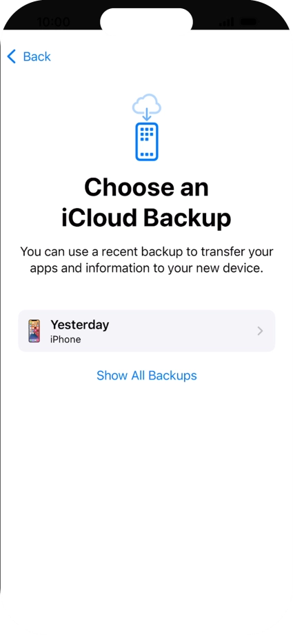Press the required backup and your phone restores the content of the selected backup. Subsequently, follow the instructions on the screen to set up your phone and prepare it for use. Press the required backup and your phone restores the content of the selected backup. Subsequently, follow the instructions on the screen to set up your phone and prepare it for use.