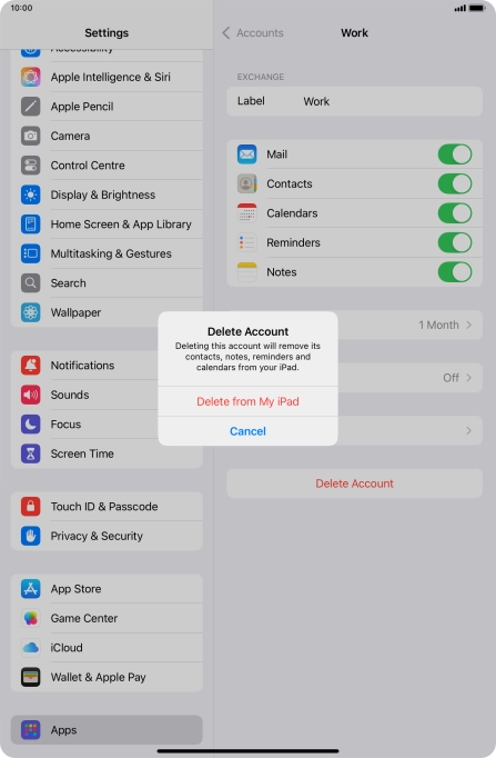 Press Delete from My iPad.