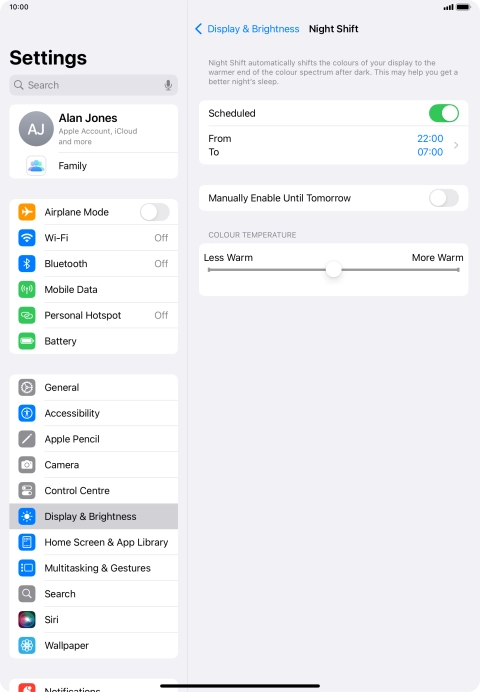 Press the indicator next to 