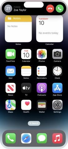 To answer or reject a call in Dynamic Island, press the required icon during an incoming call.
