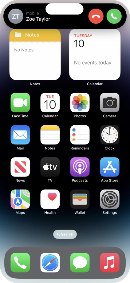 To answer or reject a call in Dynamic Island, press the required icon during an incoming call.