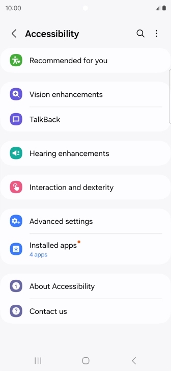 Press Vision enhancements and follow the instructions on the screen to select the required settings.
