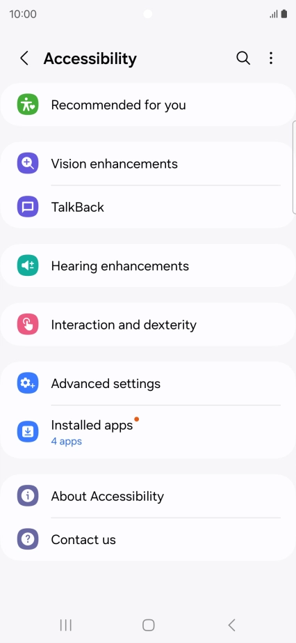Press Vision enhancements and follow the instructions on the screen to select the required settings.