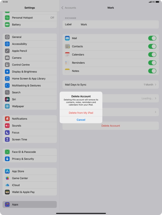 Press Delete from My iPad.