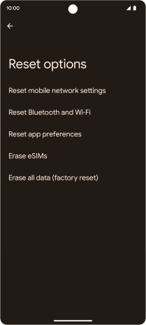 Press Erase all data (factory reset).