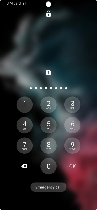 Key in the PUK and press OK.