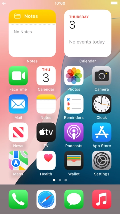 The flight mode icon shows that flight mode is turned on.