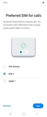 Press the required setting.