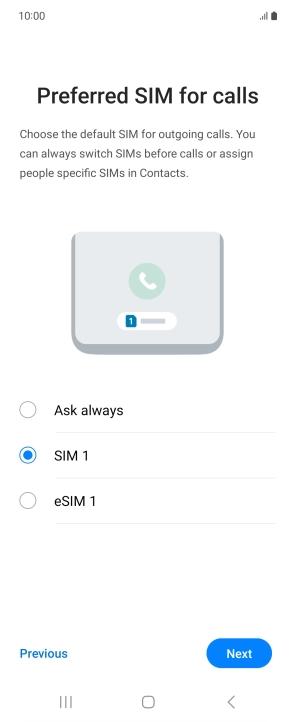 Press the required setting.