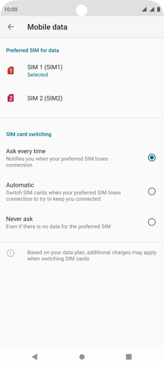 Press the required SIM.