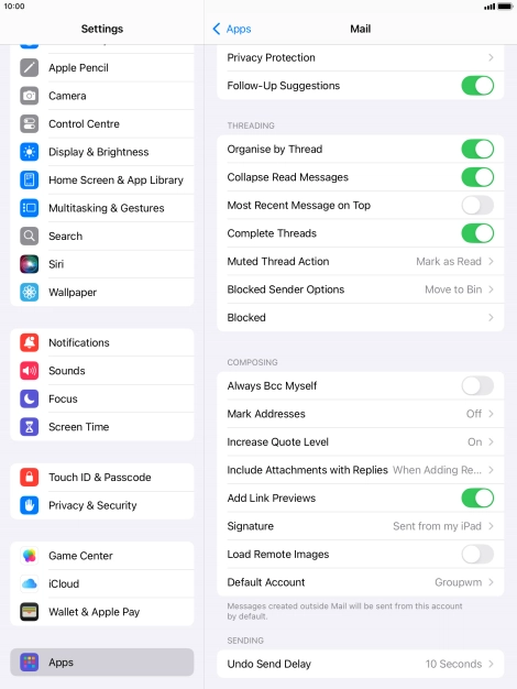 Press Default Account.