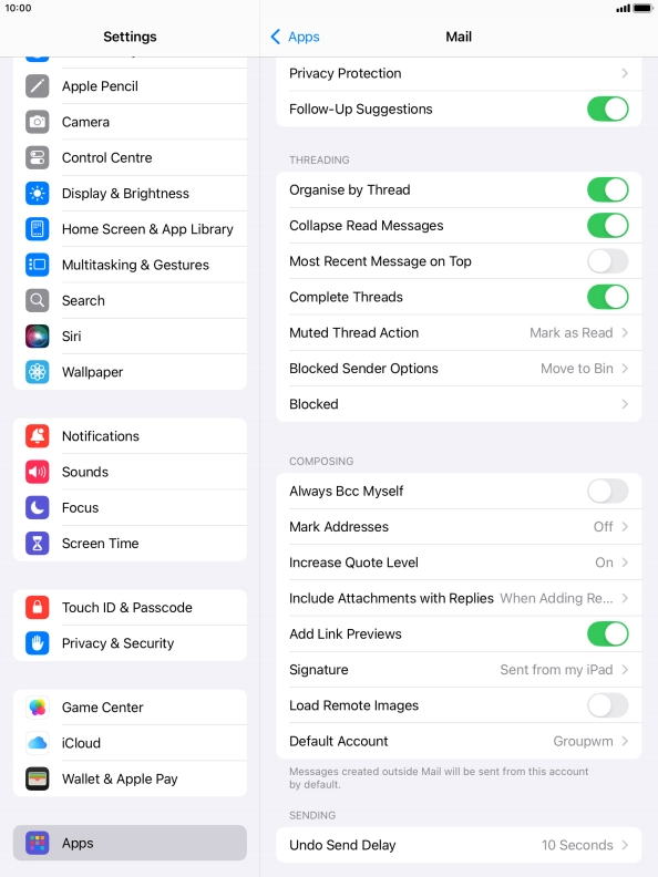 Press Default Account.