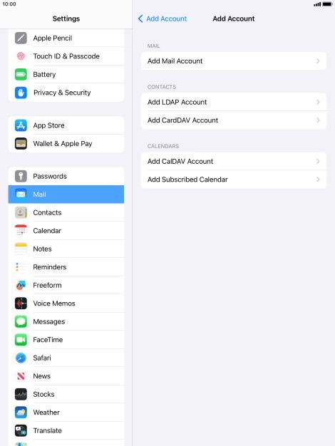 Press Add Mail Account.