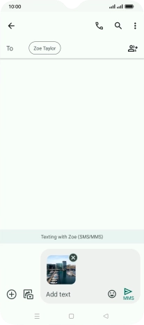 Press the text input field and write the text for your picture message.
