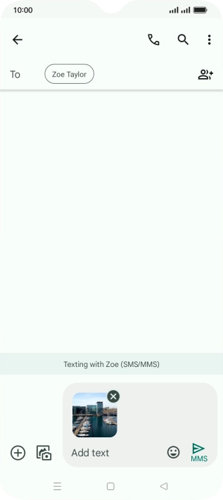 Press the text input field and write the text for your picture message.