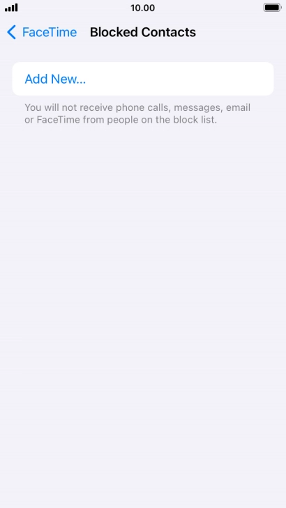 Press Add New... and follow the instructions on the screen to block a contact.