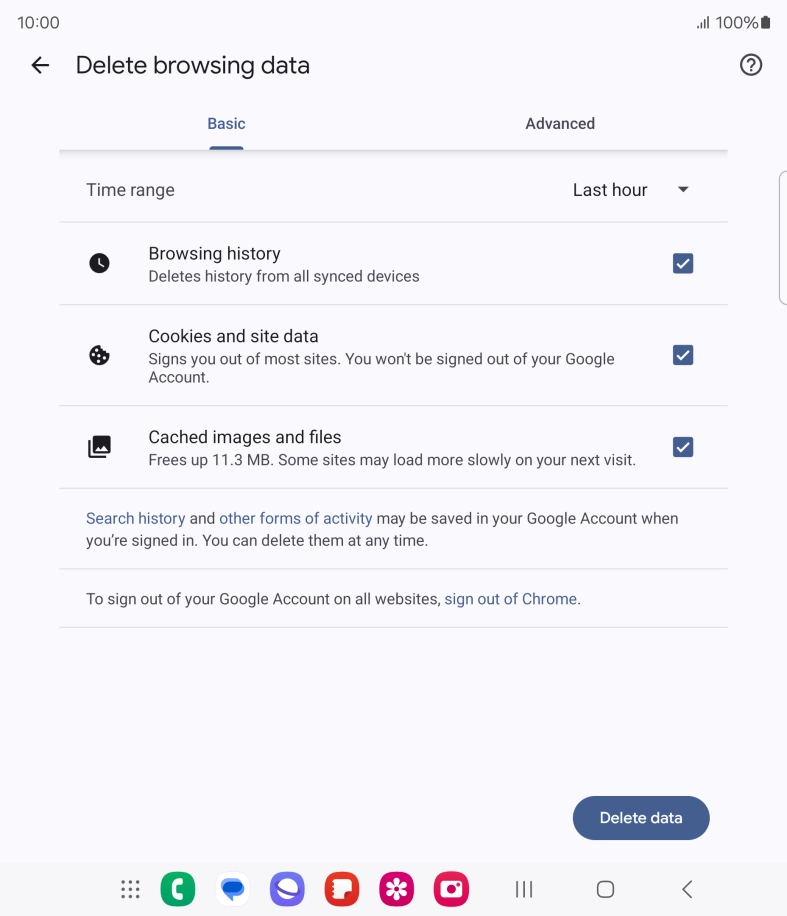 Press the fields next to the required data types.