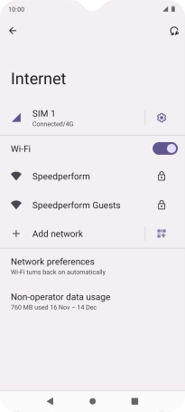 Press the required Wi-Fi network.