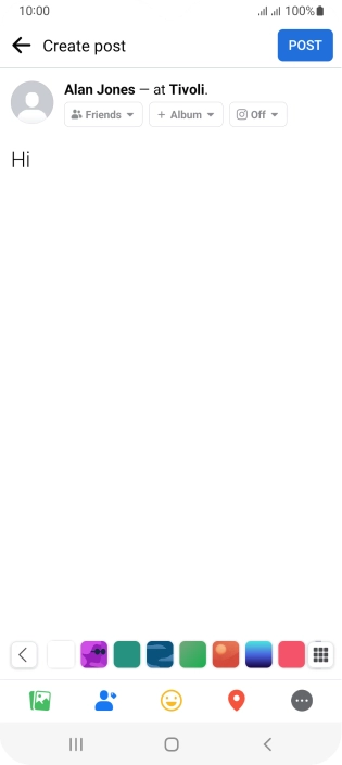 Write the required text and press POST. Write the required text and press POST.