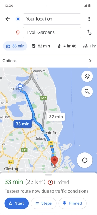 Press the required mode of transportation.