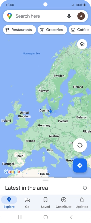 Press the search field and key in the required destination.