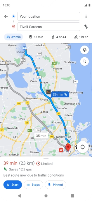 Press the required mode of transportation.