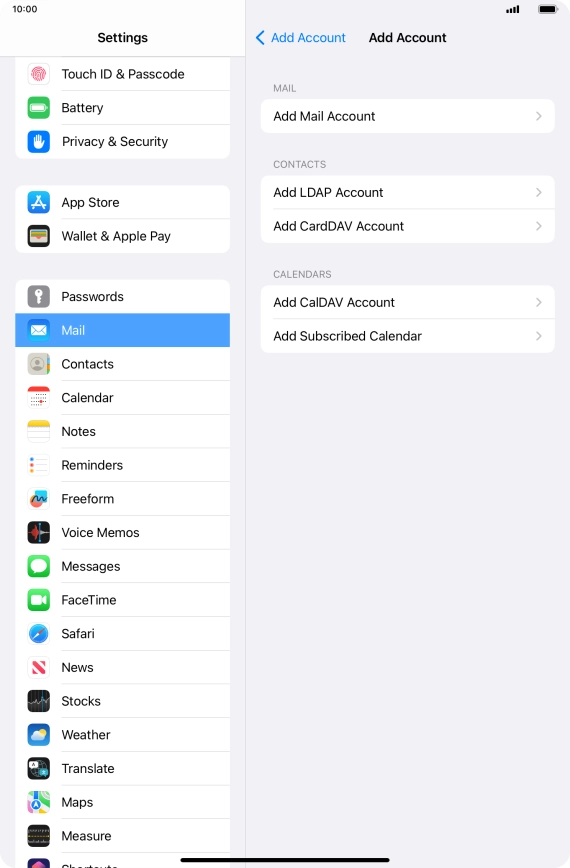 Press Add Mail Account.