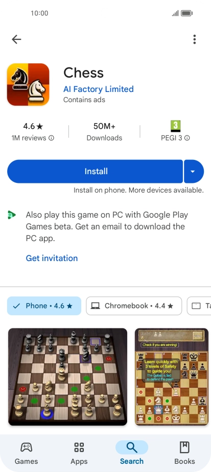Press Install and follow the instructions on the screen to install the app.