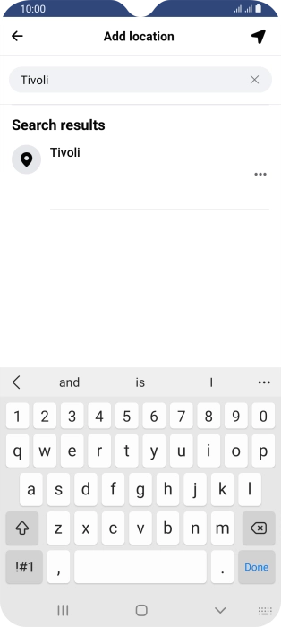 Press the required location. Press the required location.