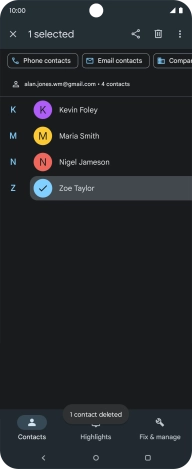 Press the required contact.