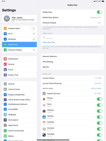 Press Mobile Data Options.