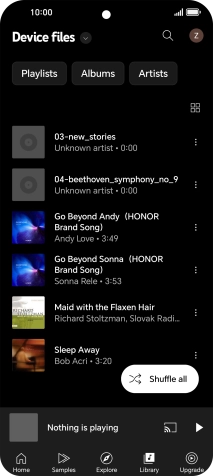 Press the required audio file.