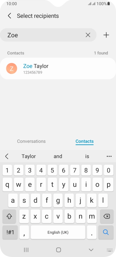Press the required contact.