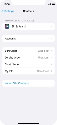 Press Import SIM Contacts.