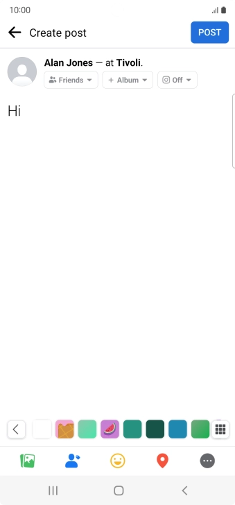Write the required text and press POST.