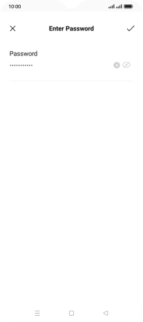 Key in the password for the Wi-Fi network and press the confirm icon.