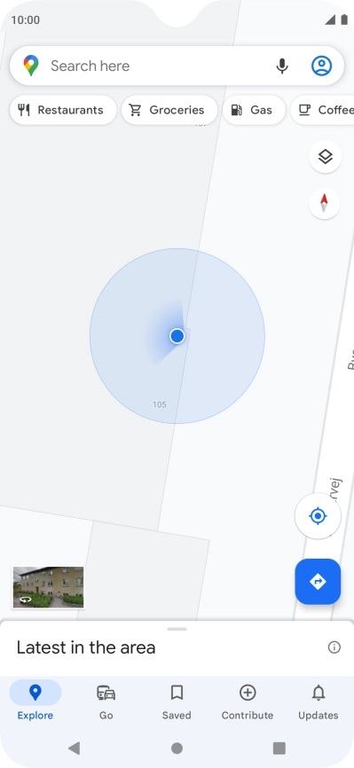 Press the search field and key in the required destination.