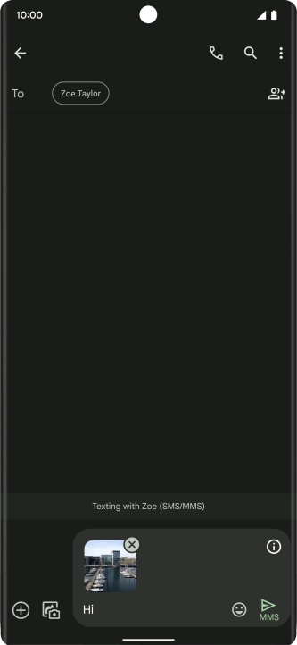 Press the send icon when you've finished your picture message. Press the send icon when you've finished your picture message.