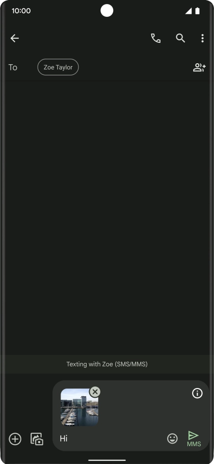 Press the send icon when you've finished your picture message. Press the send icon when you've finished your picture message.