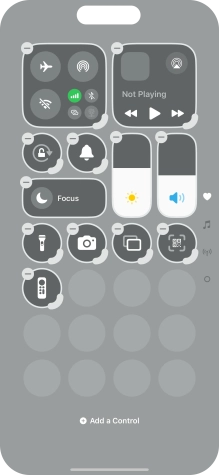 Press Add a Control and follow the instructions on the screen to add the required function to Control Centre.