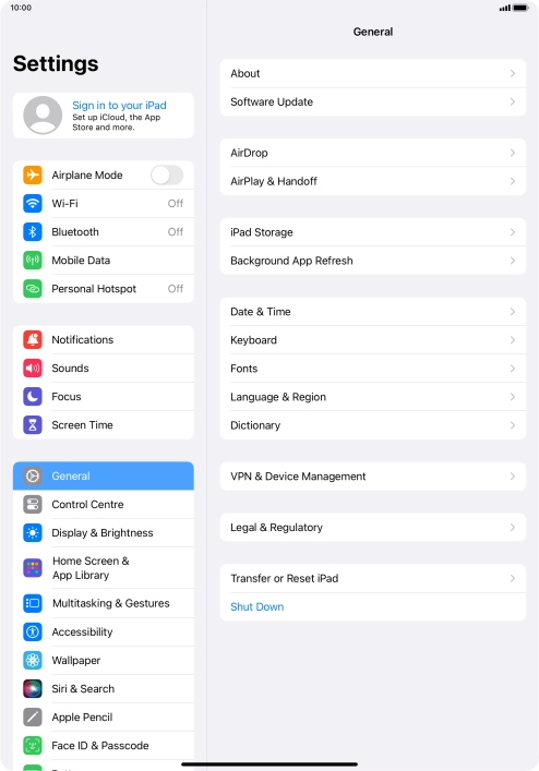 Press Sign in to your iPad.