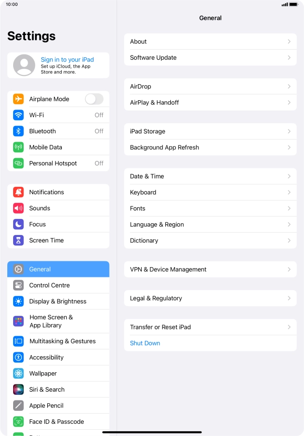 Press Sign in to your iPad.