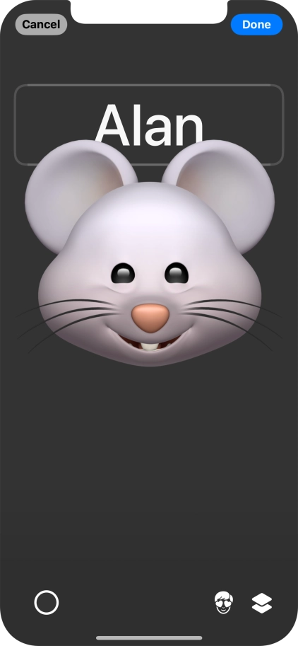 Press the name field and follow the instructions on the screen to select the required font and colour for your name on the Contact Poster.