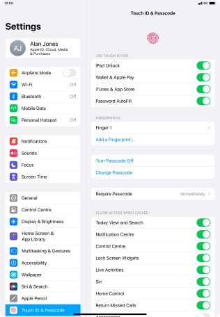 Press the indicators next to the required settings to turn them on or off.