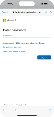 Press Password and key in the password for your email account.