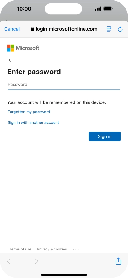 Press Password and key in the password for your email account.