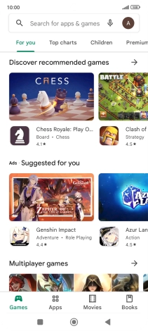 Press the search field.